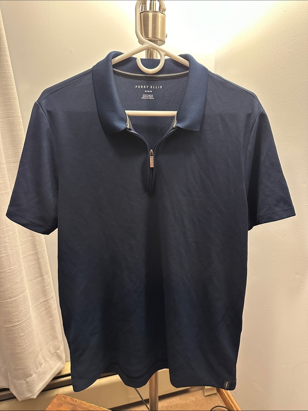 Navy Short-Sleeve Zip Polo